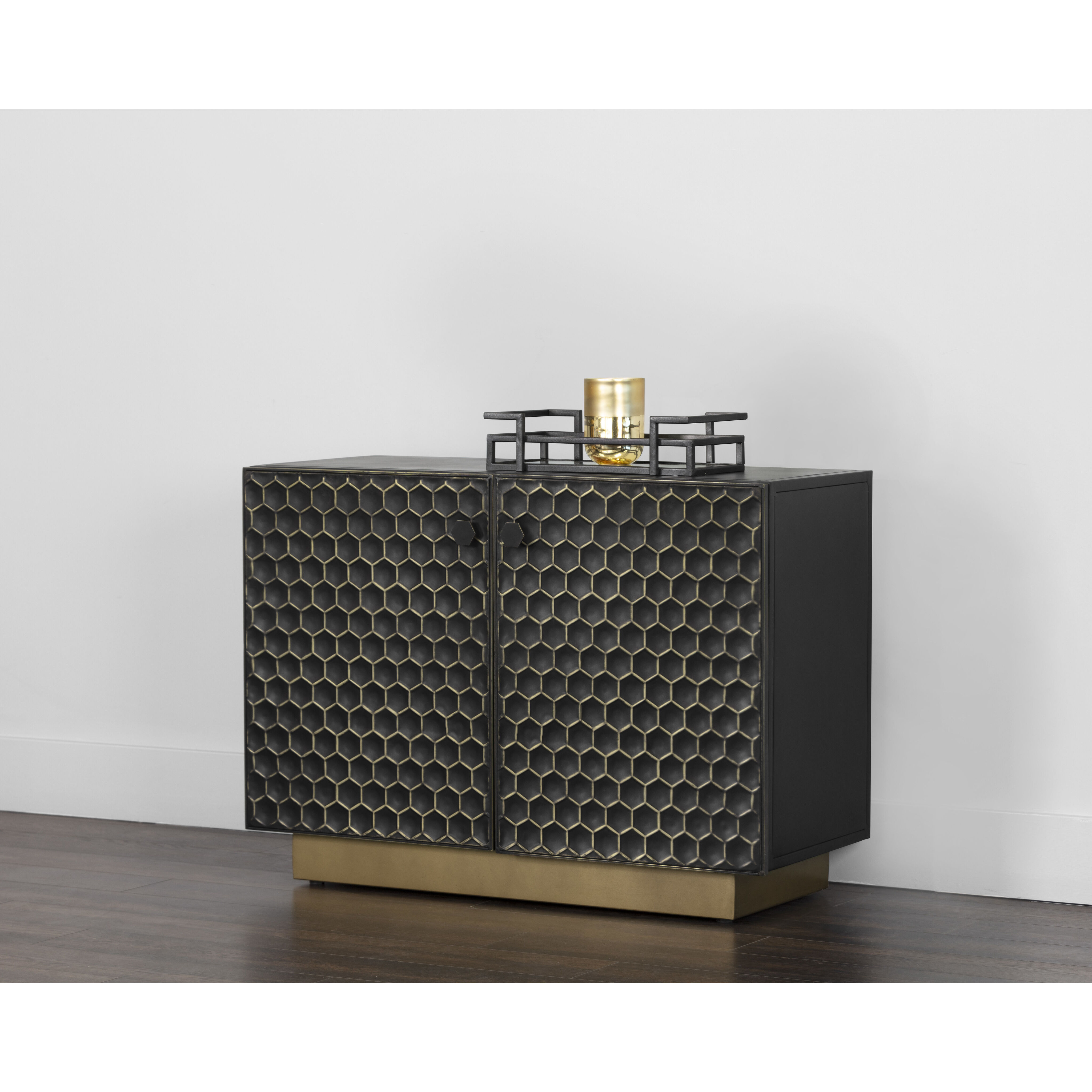 Hive 41 X 17.75 inch Black / Brass Sideboard, Small